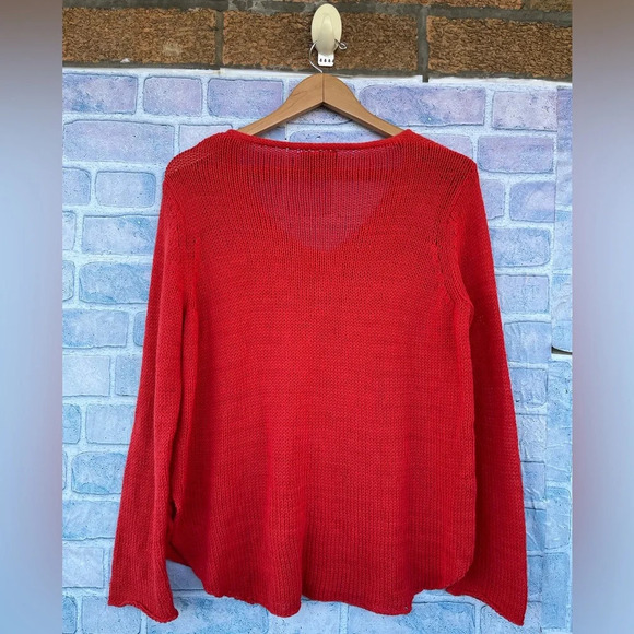 Wooden ships cotton blend reddish orange v neck sweater S/M - Picture 5 of 7